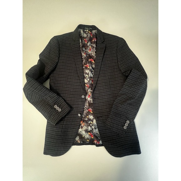 Paisley & Gray Other - Paisley & Gray Slim Fit Blazer 36R Gray Check Butterfly Lining Sport Coat